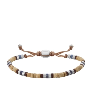 Vintage Casual Summer Beads Tan Coconut and Sodalite Beaded Bracelet