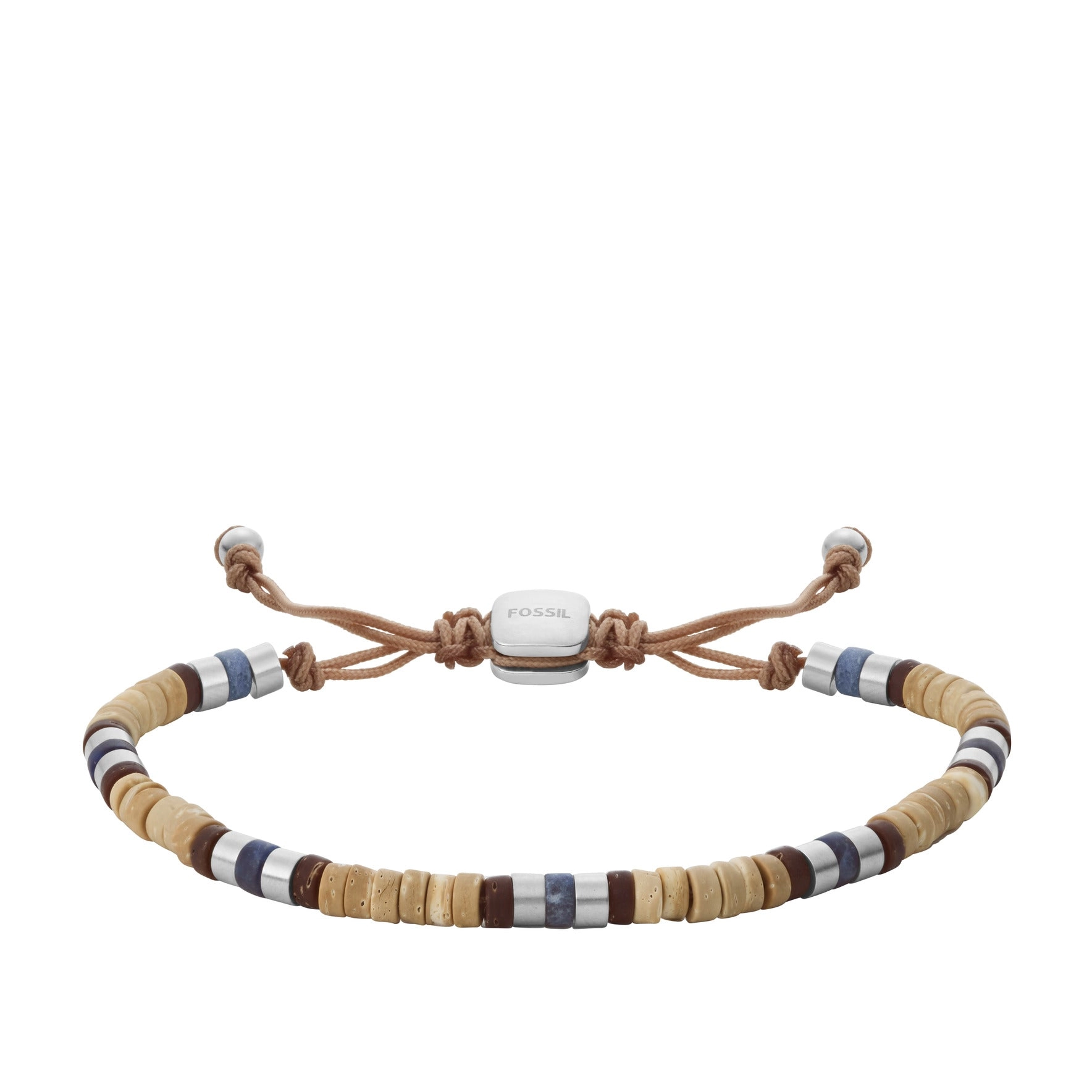 Vintage Casual Summer Beads Tan Coconut and Sodalite Beaded Bracelet