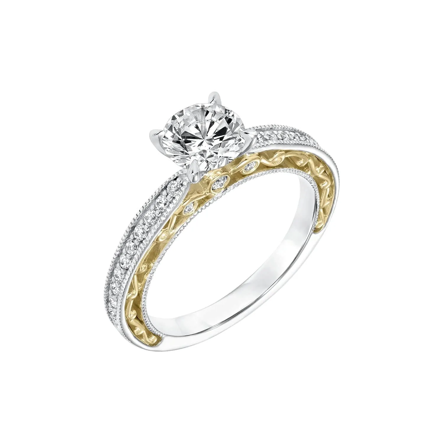 Vintage Diamond Filigree Semi Mount Ring