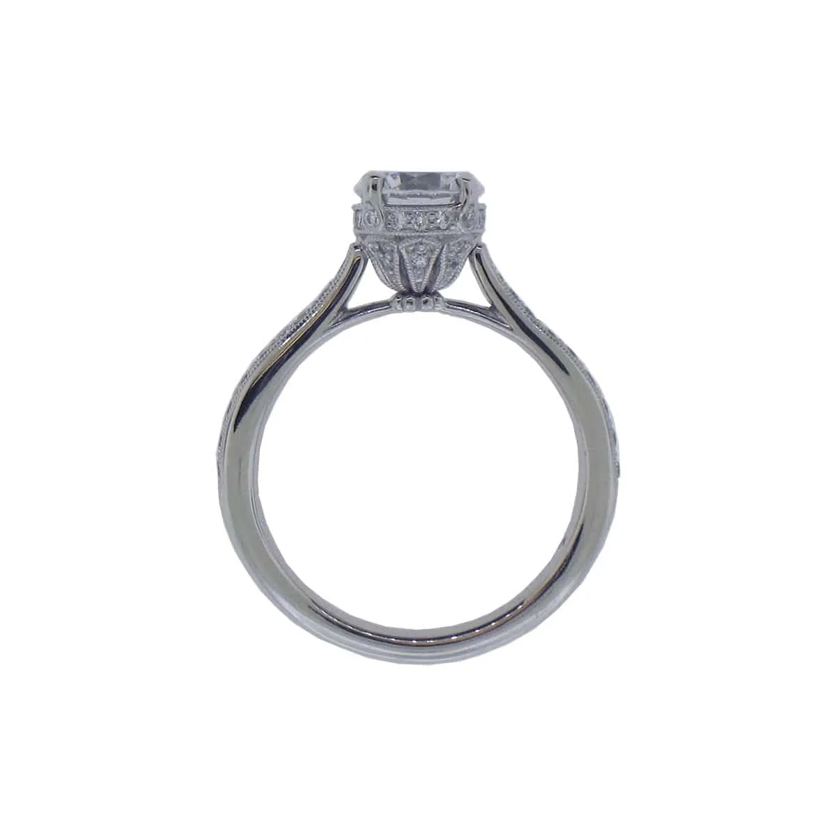 Vintage Floral Diamond Semi Mount Ring