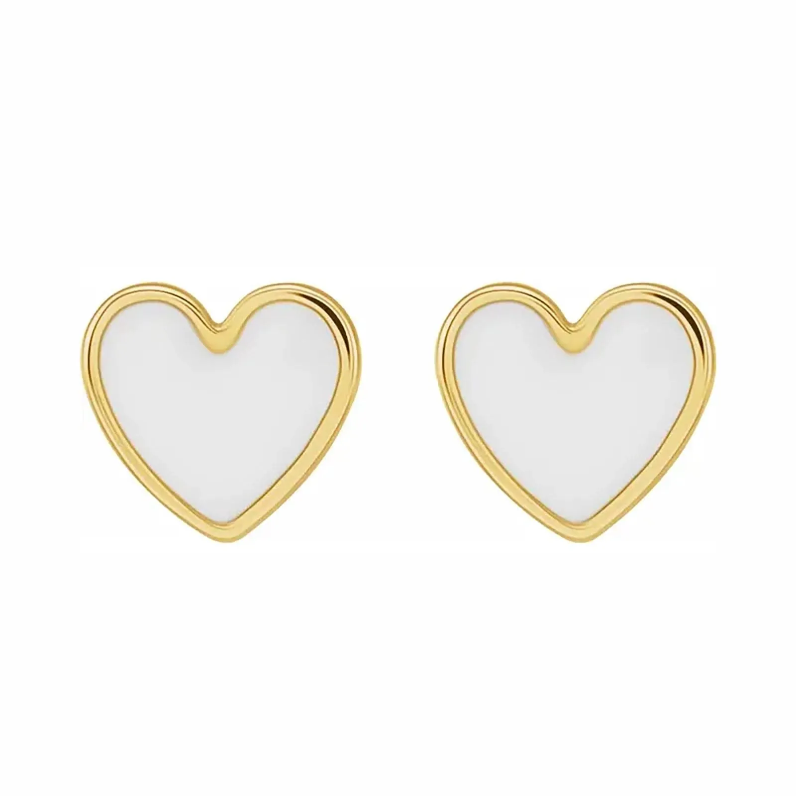White Enamel Heart Stud Earrings