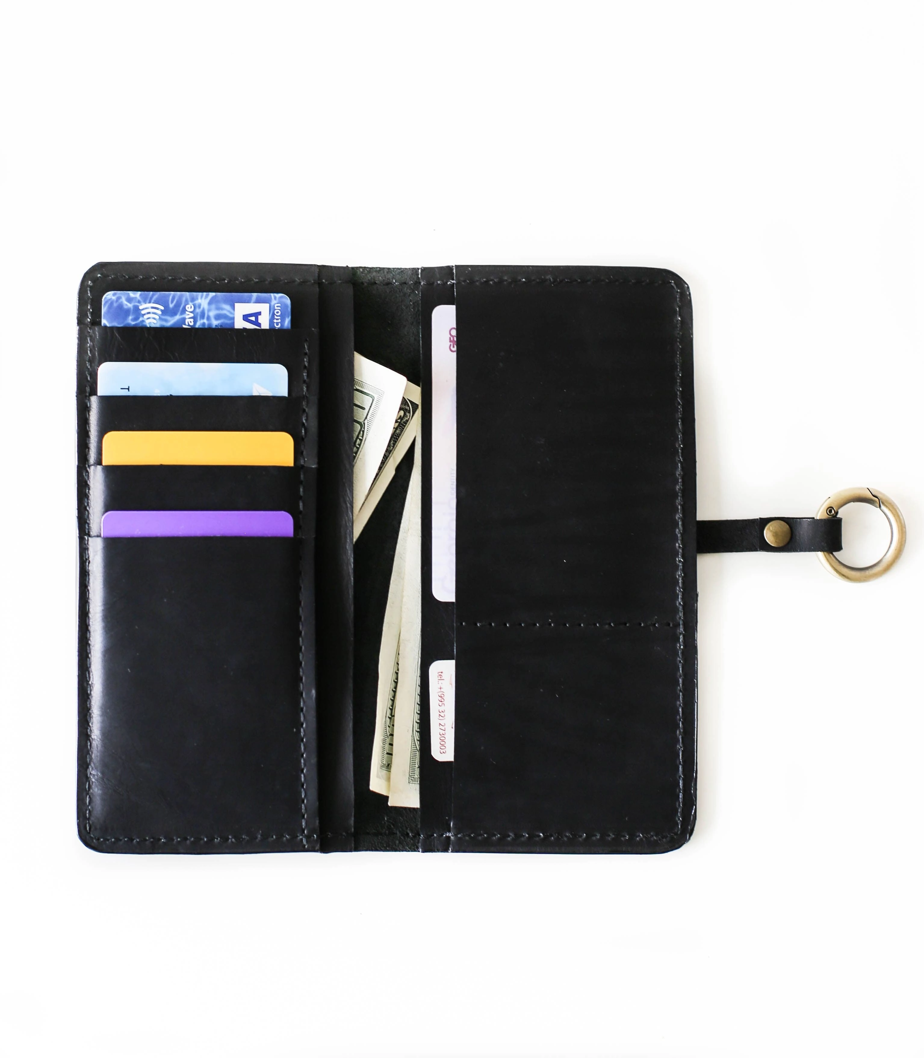 Women's Bifold Black Leather Wallet - N01